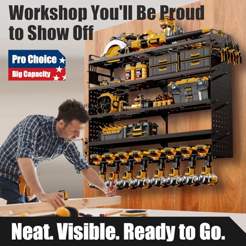 Large 5-Tier Power Tool Organizer Wall Mount, 320lb Capacity, 34'' Wide