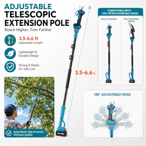 4-in-1 Cordless Pole Saw & Pruning Shears Kit with 7FT Extension Pole