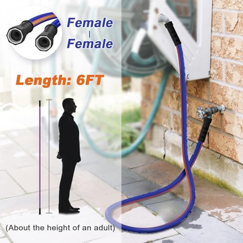 short garden hose 6 feet x 5/8Inch, Female to Female Hose with Swivel Handle, Heavy Duty, Flexible, Sturdy, Lightweight, Double Females Fittings, Ideal for Hose Reel - size: 6FT Female to Female