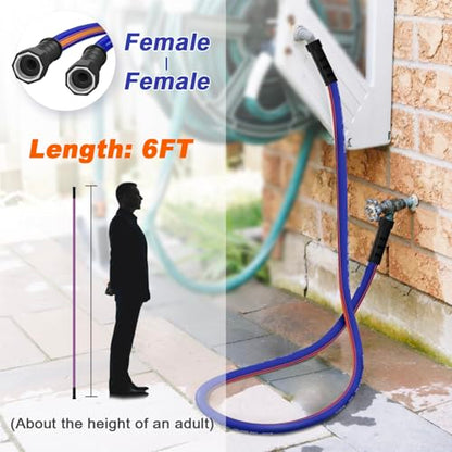 short garden hose 6 feet x 5/8Inch, Female to Female Hose with Swivel Handle, Heavy Duty, Flexible, Sturdy, Lightweight, Double Females Fittings, Ideal for Hose Reel - size: 6FT Female to Female