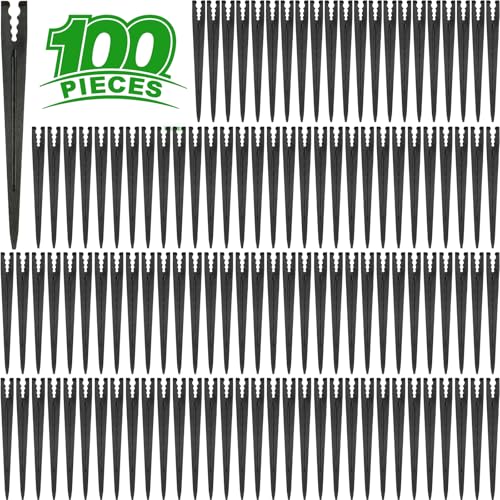100 Pieces Drip Irrigation Support Stakes for 1/4 Inch Tubing, Plastic 1/4'' Drip Tube Holder Stakes for Irrigation Hose Emitter Support Garden Greenhouse Drip Supplies, 5.6-Inch Long