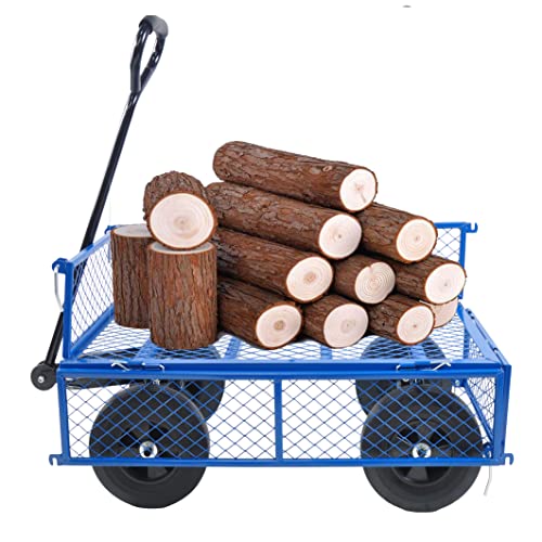 Heavy Duty Garden Tool Cart Wagon, Multi-Functional Yard Dump Cart for Firewood, Gardening, Farming and Home Use, Solid Tire Utility with Spacious Bed, Easy Transport for Lawn and Outdoor Work