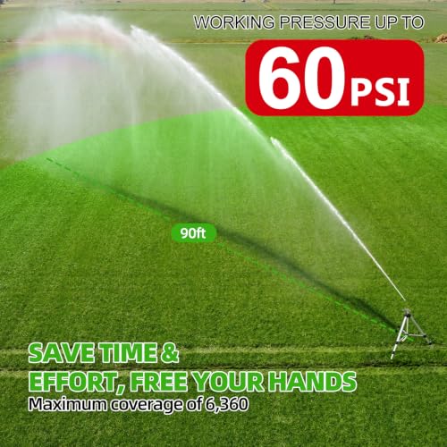 SPECILITE Brass Impact Sprinkler on Tripod Base, Waters up to 90ft, 50 inch