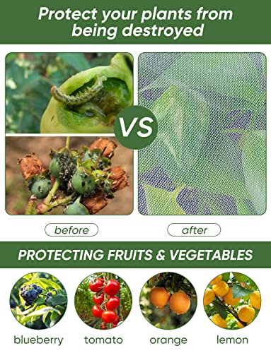 Bird Netting for Garden Protection - 4 Pack Garden Netting Pest Barrier with Drawstring,Mosquito Net Tomato Protective Cover Garden Plant Netting for Blueberry Bushes (4.9 Ft x 4 Ft/4 Pack) - size: 4.9 Ft x 4 Ft/4 Pack