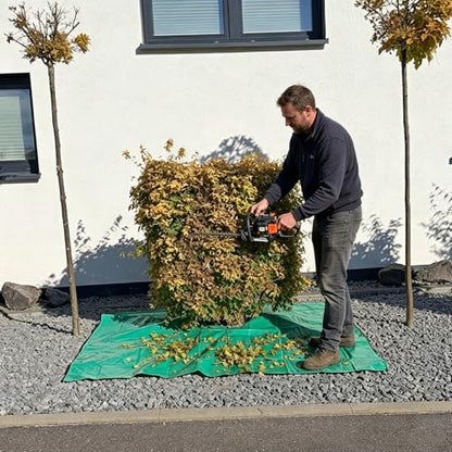 Landscape Pruning Tarp, 78.7“X78.7” Landscape Tarp for Trimming, Trimming Tarps Shrub Trimmings with Four Corner Buckles for Easy Fastening and Leaf Collection. (Green, 24” Hole) - size: 24” Hole