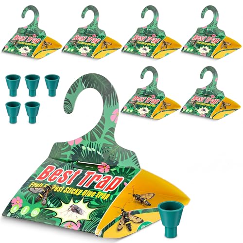 6 Pack Codling Moth Traps for Grapevines with Pheromone Lures – Triangular Hanging Sticky for Grapevines, Includes 6 Traps & 6 Lures, for Orchard & Garden Use