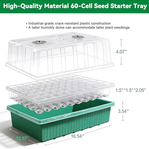 Seed Starter Tray with Grow Light, Seed Starter Kit with Humidity Dome, Seed Starting Trays for Indoor Plant,Seedling Starter Trays for Germination (2 Pack 120Cell Green) - color: 2 Pack 120cell Green