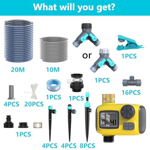 100FT Drip Irrigation System Kit with Water Timer for Garden
