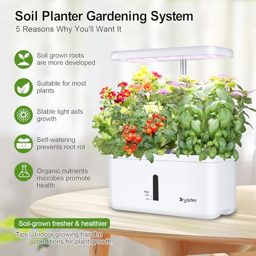 Indoor Garden System 19 Watt LED Growing Light Upgrade 2 Self-Watering Soil-Cultivated Growing Pots Gardening Gifts for Mom Plant Pot for Vegetables Herbs Tomato(No Seeds&Soil) - color: White-a