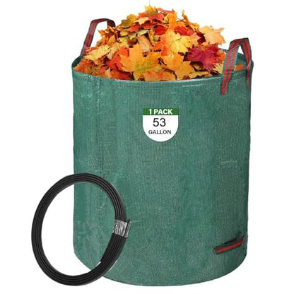 Reusable Yard Waste Bags, 53 Gallon Upright Lawn Leaf Bags,1 Pack Heavy Duty Collapsible Garden Bags for Collecting Leaves,Waste Container for Cleanup Outdoor Debris Leaves Grass Clippings