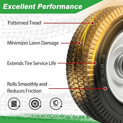 8-Inch Solid Tire Replacement - 2.50-4"Flat Free Tire and Wheel Heavy-Duty for Gorilla Carts, Yard Tractors, Wagons - Replacement Tires with 5/8" Bearings & 2.25" Offset Hub(2 Pack) - size: 8 Inch