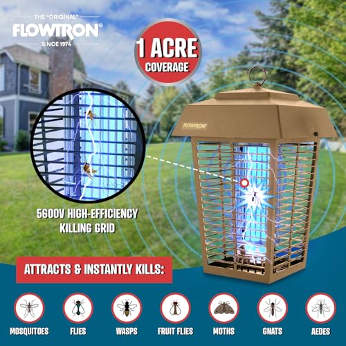 Flowtron Electric Bug Zapper, 1 Acre Outdoor, 40W UV, 5600V Zap, Tan - color: Barley Tan
