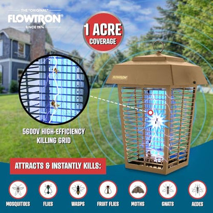 Flowtron Electric Bug Zapper, 1 Acre Outdoor, 40W UV, 5600V Zap, Tan - color: Barley Tan