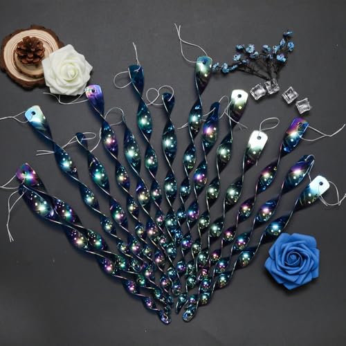 15Pcs 12inch Blue Spiral Bird Repellent Reflective Scare Rods - color: Blue