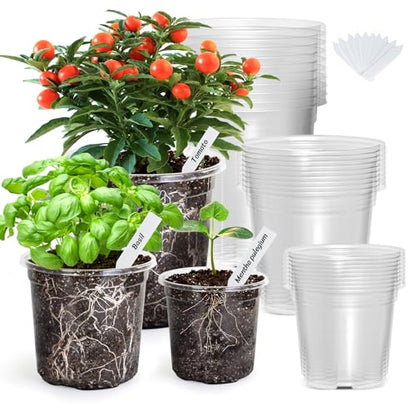 Bonviee Clear Nursery Pots with Drainage Holes, 4/5/7 Inch, 30-Pack - size: 4/5/7 Inch-30 Packs