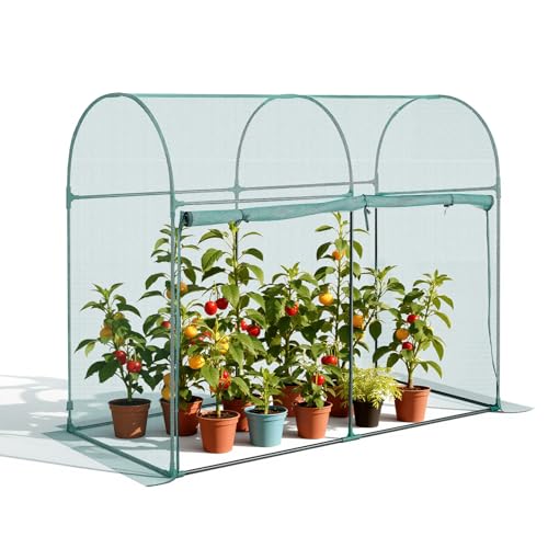 VEVOR Crop Cage, 5.9 x 2.98 x 4.9 ft Plant Protection Tent with Zippered Door, Wind-Resistant Tall Crop Cage, Easy to Install, Outdoor Raised Bed Cover with Frame, Plant Netting for Garden Patio Lawn - style: 5.9 x 2.98 x 4.9Ft-Arch