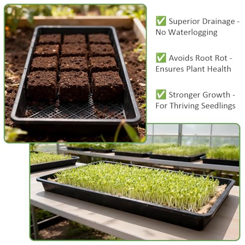 RooTrimmer 10 Pack 1020 Mesh Trays, Extra Strength 1020 Mesh Bottom Trays with Holes, 20'' x 10'', Heavy Duty Propagation Flats for Microgreens, Seed Starting, Soil Blocks, Hydroponics & Wheatgrass - size: 20L x 10W x 2.3 H