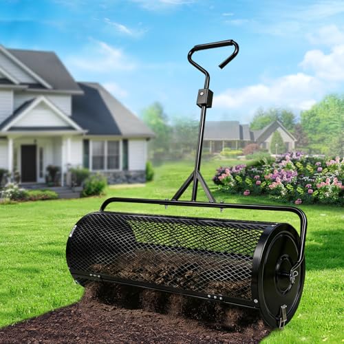 TEMFAR Compost Spreader 36 Inch Push/Tow Peat Moss Spreader - size: 36 Inch