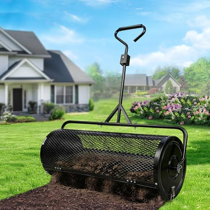 TEMFAR Compost Spreader 36 Inch Push/Tow Peat Moss Spreader - size: 36 Inch