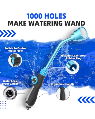 DTRK Watering Wand 19 Inch Detachable Sprayer Wand 1000 Holes Garden Hose Wand with Thumb Flow Control for Hanging Baskets, Plants, Flowers, Shrubs, Seedbed,Garden and Lawn