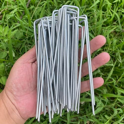 6 Inches Heavy Duty Galvanized Steel Garden Stakes Staples Securing Pegs for Securing Weed Fabric Landscape Fabric Netting Ground Sheets and Fleece, Christmas Decoration, Accessories (10)