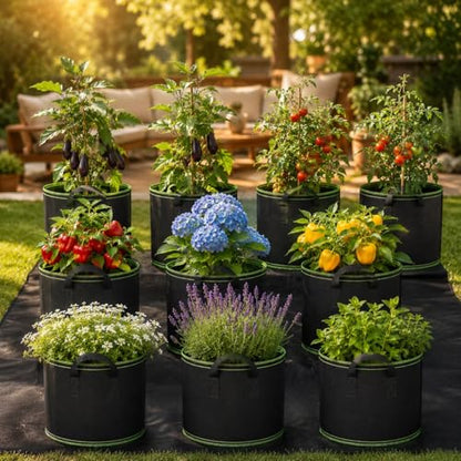 7 Gallon Grow Bags, Heavy Duty Fabric Pots with Handles for Vegetables - size: 7 Gallon