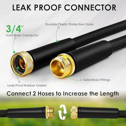 Garden Hose 100 FT, Lightweight Water Hose with 10 Function Nozzle - size: 100FT