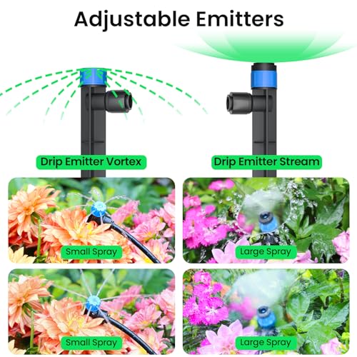 MIXC Drip Irrigation System,Quick Connector Garden Watering System Automatic Sprinkler System Kit for Lawn Raised Bed Greenhouse Plant Watering System (16FT Main Tube+ 79FT 1/4'' Tube) - size: 16FT Main tube+ 79FT 1/4'' tube