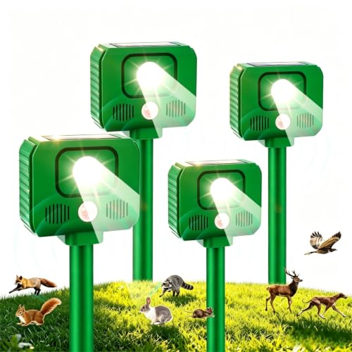 4 Pack Sonic Fortress Pro Deer Repellent Devices Solar Animal Repeller