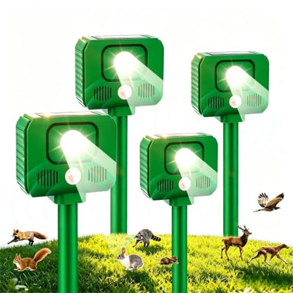4 Pack Sonic Fortress Pro Deer Repellent Devices Solar Animal Repeller