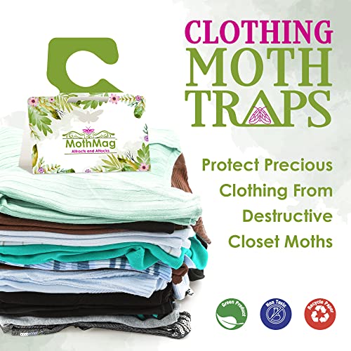MothMag Moth Traps for Clothes, Closets, Fabrics, and Carpets, Clothing Moth Traps, Clothes Moth Traps, Closet Moth Traps, Moth Pheromone Traps, Extra-Strength Adhesive Glue Clothes Moth Trap, 6 Pack - color: Green