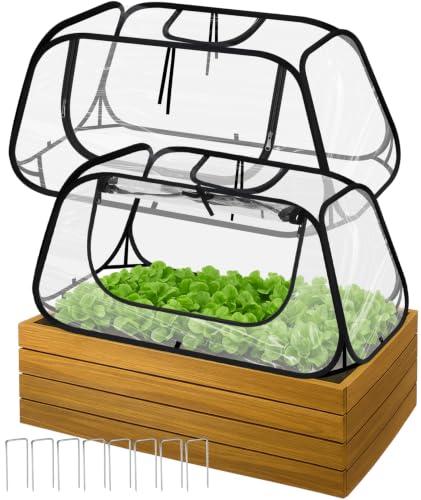 2 Pack Garden Covers for Raised Bed Foldable Clear PVC Greenhouse for Freeze Protection Row Plants Cover Accelerator with Zipper Door Black 32"x13"x14" Protection Vegetable Fruit from Animal - size: 32"x13"x14"