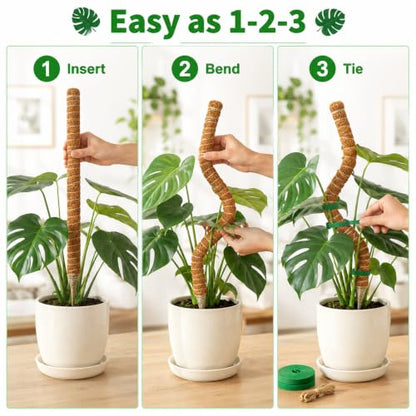 2 Pack 28'' Moss Pole for Monstera, Bendable Coco Coir Plant Support Stakes - size: 2 Pack ( 28-Inch)
