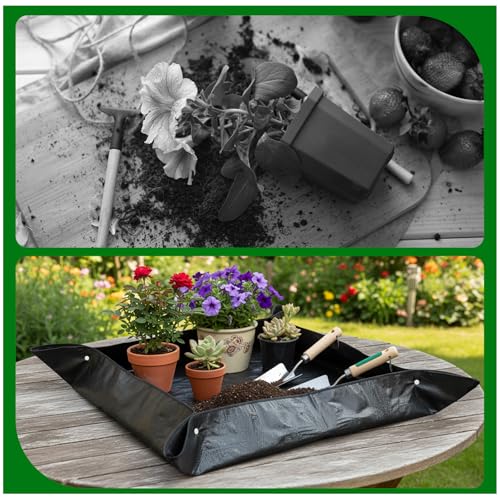Extra Large Plant Repotting Mat for Indoor Plants, 39.5x39.5 Inch Thickened Waterproof Plant Repotting Mat Portable and Foldable Gardening Mat for Garden Outdoor
