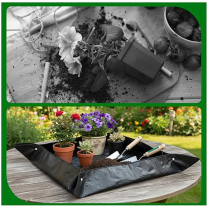 Extra Large Plant Repotting Mat for Indoor Plants, 39.5x39.5 Inch Thickened Waterproof Plant Repotting Mat Portable and Foldable Gardening Mat for Garden Outdoor