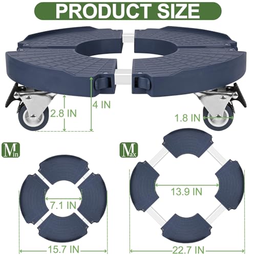 Plant Caddy Stand with 360° Wheels Adjustable 15-22 Inch Rolling Plant Stand Heavy Duty Large Plant Cart Dolly with Casters 440lbs Capacity for Large Planter, Garden Pot, Flower Pot, Blue, 1 Pack - color: Blue