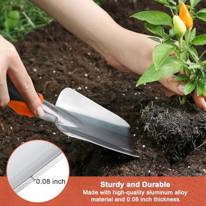 Garden Shovel Garden Hand Trowel, Heavy Duty Hand Shovel with Ergonomic Handle, Small Gardening Tools for Digging, Rust Resistant Gardening Spade Trowel Tools, Orange - style: Trowel-Orange