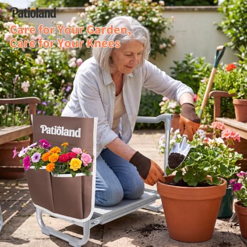 Foldable Garden Kneeler Seat,Heavy Duty Garden Workseat w/ Tool Bag & Pouch - color: Gray-modle C