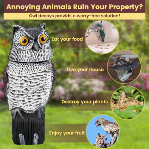 Owl Decoys to Scare Birds Away, Waterproof Owl Statue for Garden - size: Small