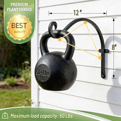 Lifyzoon Hanging Plant Brackets Outdoor: 12" 2 Pack Heavy-Duty Plant Hanger - size: 2B-12“2PCs