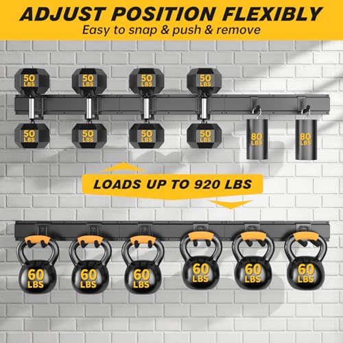 99 Inches Garage Storage, UUP Garage Organization, Wall Mount Garden Tool Organizer, Max 1000lbs Adjustable Metal Hook, Yard Shed Hanging Utility Rack, Heavy Duty Shelving for Rake Broom Mop Snowboard - size: 99" with 6 Panels & 14 Hooks