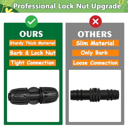 24 Pcs 1/2 Inch Drip Irrigation Fittings Kit, 1/2 Inch Drip Tubing (0.60"-0.65" OD) Parts Including 4 Tees 5 Couplings 4 Elbows 4 Reducing T 4 Plugs 2 Valves 2 Threaded Faucet Adapter - size: 1/2 inch Fittings