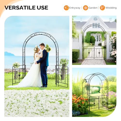 VINGLI Garden Arbor Arch, Wedding Arch Archway for Ceremony Party, Trellis for Plant Climbing, Christmas Decorations Pergola for Backyard, Lawn, Patio, Yard (Arbor with Gate) - style: Arbor with Gate