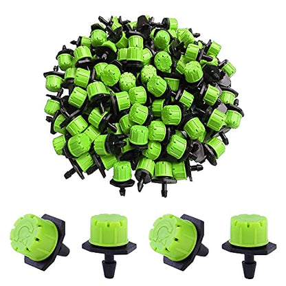 BEADNOVA Drip Irrigation Emitters 50 Pcs Irrigation Drippers 360 Degree System Emitters Sprinklers Drippers for Drip 1/4 Inch Tube Gardening (Green) - color: 50pcs