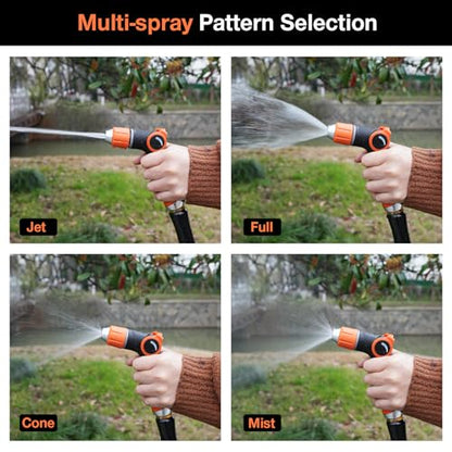 Besiter Garden Hose Nozzle Sprayer High Pressure Water Hose Nozzle with 4 Patterns with Adjustable Spray for Car Washing, Garden Watering, Patio Cleaning and Pets (Orange) - color: Lightorange