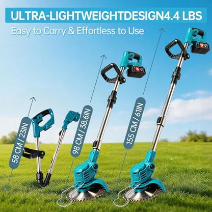 Cordless Weed Wacker, Electric Weed Eater with Dual Batteries