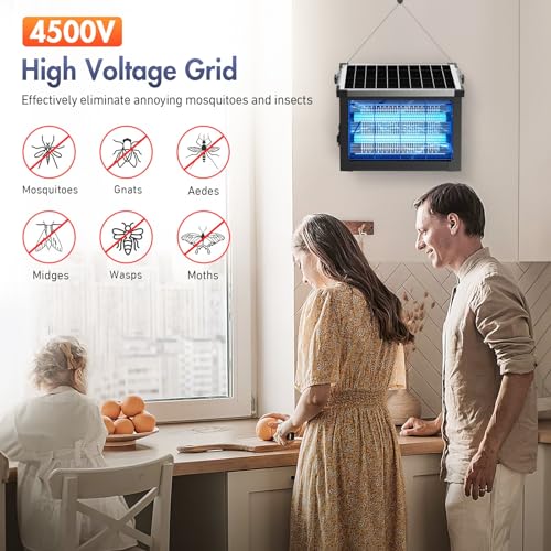 Solar Bug Zapper, 4500V Electric Grid Mosquito Killer for Patio - color: White