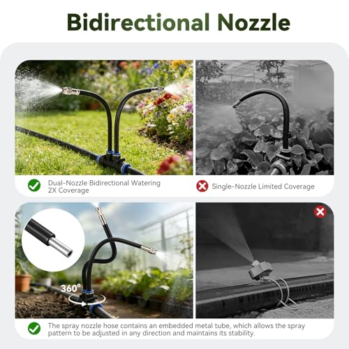 75FT High-Flow Irrigation System for Garden, 12mm Main Tubing, 40 Nozzles - size: 75Ft