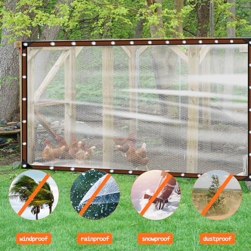 8x16FT Heavy Duty Clear Waterproof Tarp,Outdoor Garden Rainproof Covering - size: 8 x 16 FT