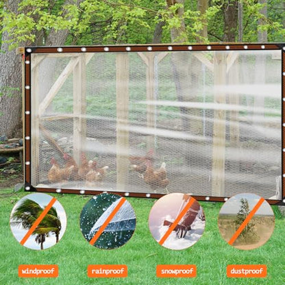 8x16FT Heavy Duty Clear Waterproof Tarp,Outdoor Garden Rainproof Covering - size: 8 x 16 FT